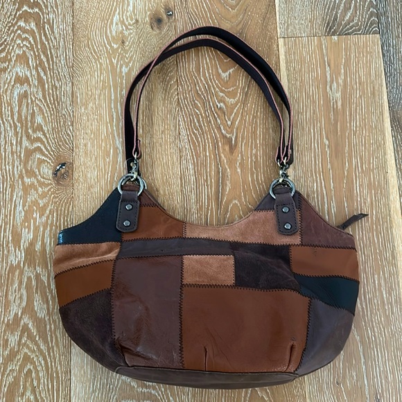 New! THE SAK leather & suede patchwork shoulder bag. - Picture 1 of 3